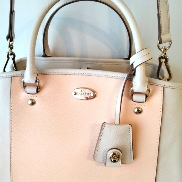 Coach Pebble Leather Cream and Peach handbag - Picture 2 of 8